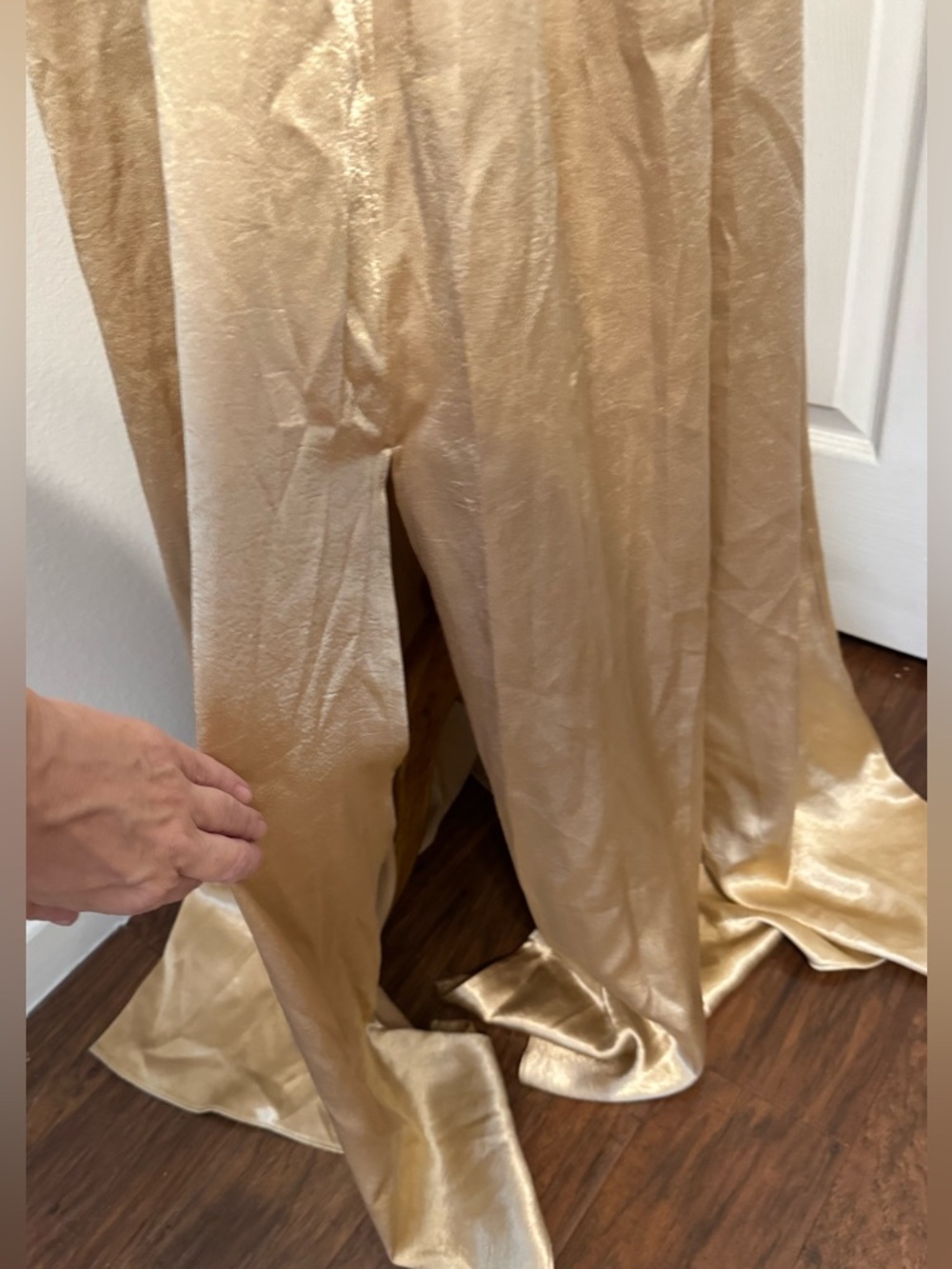 FREE PEOPLE LOOK INTO THE SUN PLUNGING NECKLINE GOWN MAXI GOLD OPEN BACK LARGE - Picture 14 of 16
